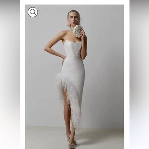 Payton White Feather Catchall Dress NWT